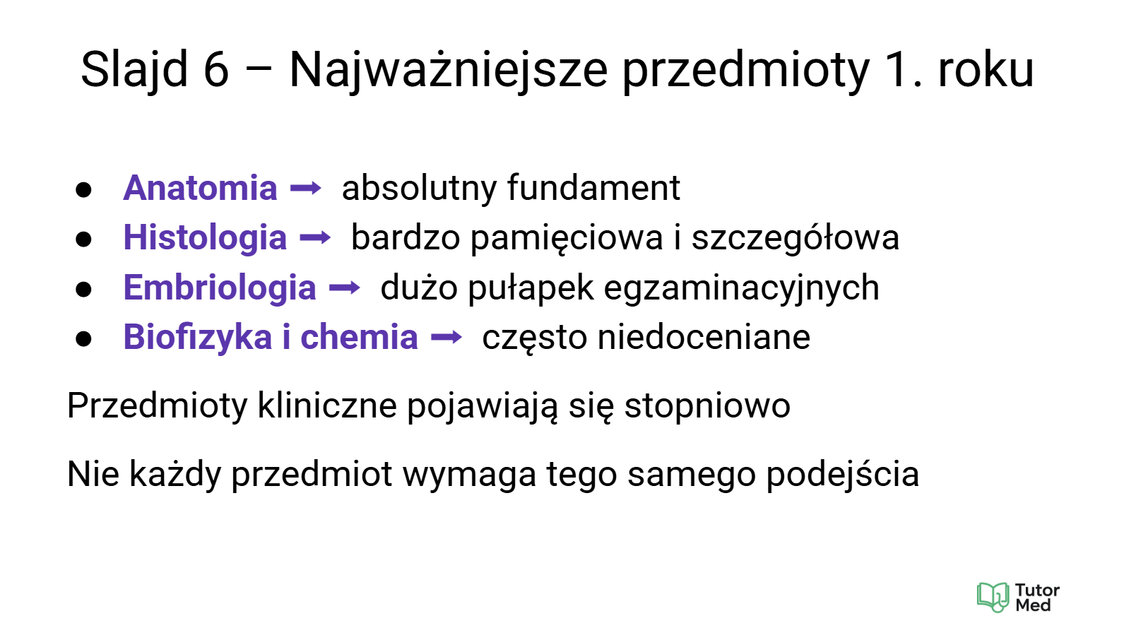 Przykładowy slajd z darmowego kursu Medycyna Start - 2